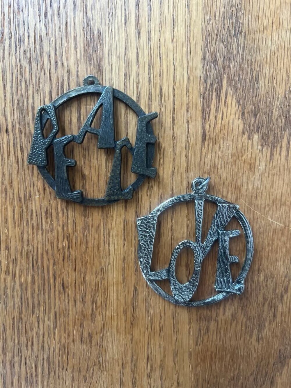 Peace & Love Vintage Metal Medallions